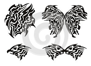 Tribal butterfly tattoo and eagle head