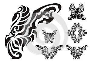 Tribal butterfly wings elements