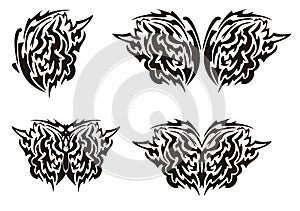 Tribal butterfly wings tattoo. Black on the white