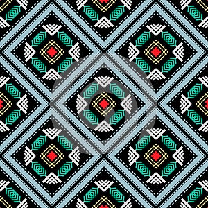 Tribal colorful vector seamless pattern. Ethnic ornamental abstract background. Waffled repeat decorative zigzag