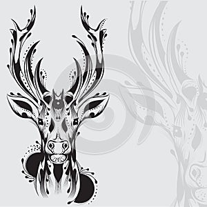 Tribal deer head tattoo
