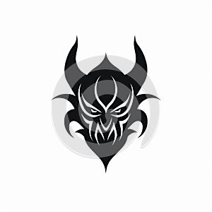 Tribal Demon Mask Vector Illustration - Black Ornate Skull