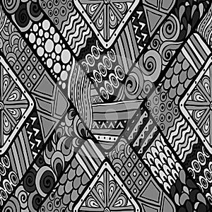 Tribal doddle rhombus seamless background.