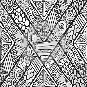 Tribal doddle rhombus seamless background.