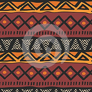 Tribal ethnic colorful bohemian pattern with geometric elements, African mud cloth, tribal design