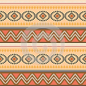 Ethnic seamless pattern vector illustration. Stripes hand drawn batik motif aztec african style vector illustration