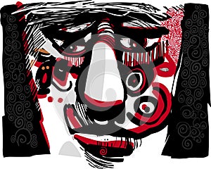 Tribal face artistic drawing illustration