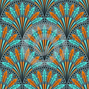 Tribal Feathers Boho Seamless Pattern