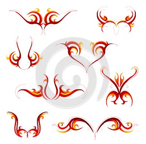 Tribal flame tattoo set