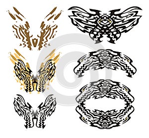 Tribal flaming dragon butterfly and roundish dragon frame