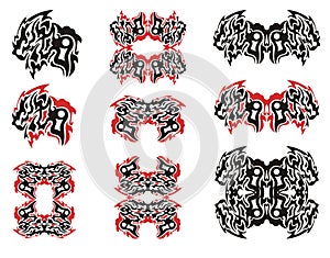 Tribal flaming dragon symbols