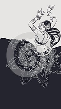 Tribal Fusion bellydance dancer contour graphic design