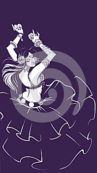 Tribal Fusion bellydance dancer line drawing graphic design