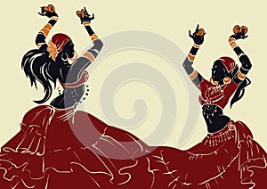 Tribal Fusion bellydance dancer stencil silhouette graphic design