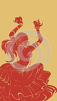 Tribal Fusion bellydance dancer stencil silhouette graphic design