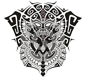 Tribal God with Alpha and Omega symbol vector illustration