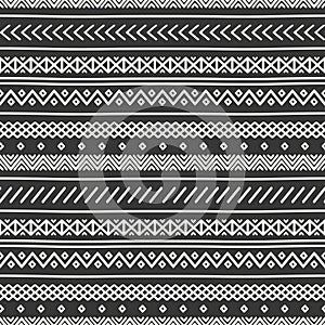 Tribal hand drawn line geometric mexican ethnic seamless pattern.