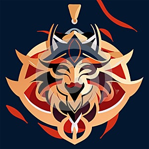 Tribal head of a wolf in the style of a tattoo. Vector illustration. Generative AI