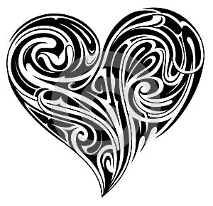 Tribal heart shape tattoo design