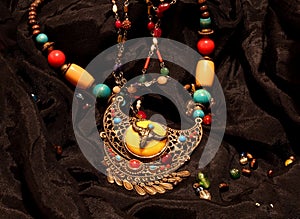 Tribal jewelry in black background