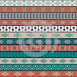 Tribal knitted seamless pattern, indian or african ethnic patchwork style