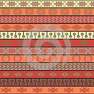 Tribal knitted seamless pattern, indian or african ethnic patchwork style