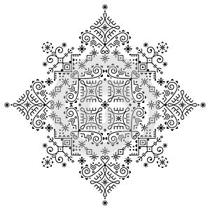 Nordic geometric tribal line art vector mandala pattern, ornamental ehtnic Viking rune art