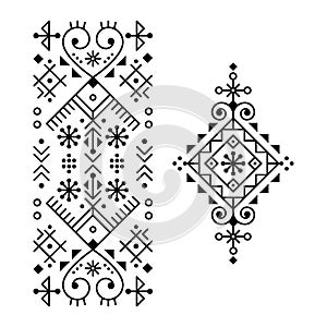 Minimal Icelandic inspired tribal line art vector pattern collection, geometric designs inspired by old Nordic Viking rune art