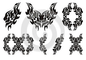 Tribal lion wing symbols. Black on the white