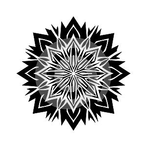 Tribal Mandala Geometric Pattern in Black and White