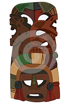 Tribal Mask Native American Aztec Inca Mayan Vector Image Snake Rat