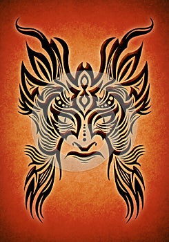 Tribal mask tattoo illustration