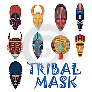Tribal masks for african shaman or voodoo photo