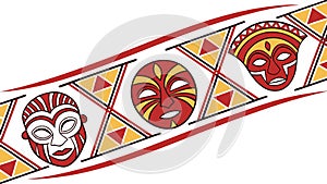 Tribal Masks and Geometric Patterns Decorative Border, vector design Generative AI