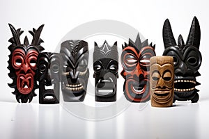 tribal masks on a plain white background