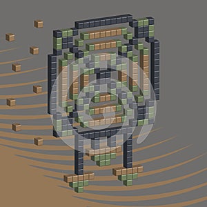 Tribal native American Indian dream. 3D Pixel Art.