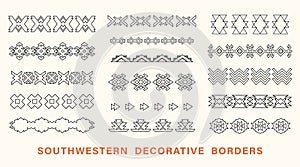 Tribal Outline Borders Set Southwestern Strokes