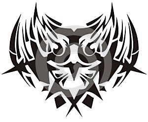 Tribal owl symbol with arrows