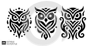 Tribal Owl Vector Set