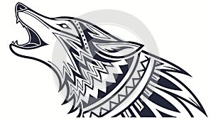 Tribal Pattern Howling Wolf Head Vector Graphic, vector design Generative AI