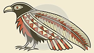 Tribal Patterned Eagle, Indigenous Wildlife Art Vector Illustration, vector design Generative AI