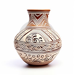 Tribal Pottery: Amerindian Carved Clay Pot With Patterns