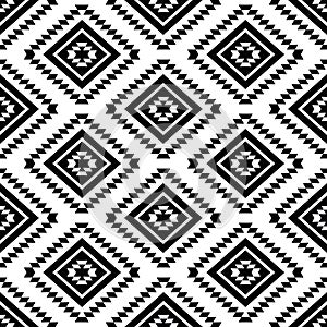 Tribal seamless pattern, aztec black and white
