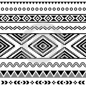 Tribal seamless pattern, aztec black and white background