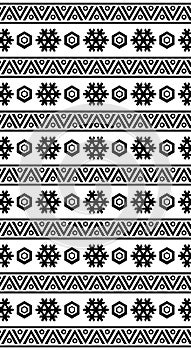 Tribal seamless pattern, aztec black and white background