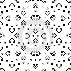 Tribal seamless pattern Aztec black and white background texture for fabric print. Geometric shapes designs.