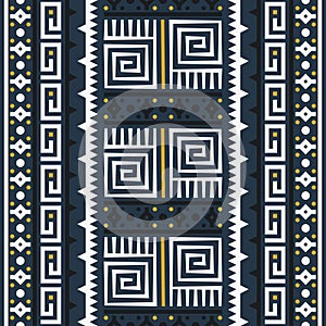 Tribal Seamless Pattern. Ethnic Geometric Vector Background. Aztec, Mayan Mexican or Inca Style