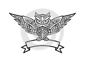 Tribal style owl vector illustration.