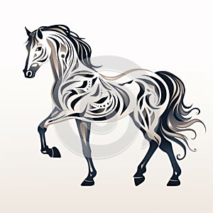 Tribal Style Vector Horse Illustration With Calligraphic Lines