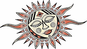 Tribal Sun Mask Abstract Art Vector Design, vector design Generative AI